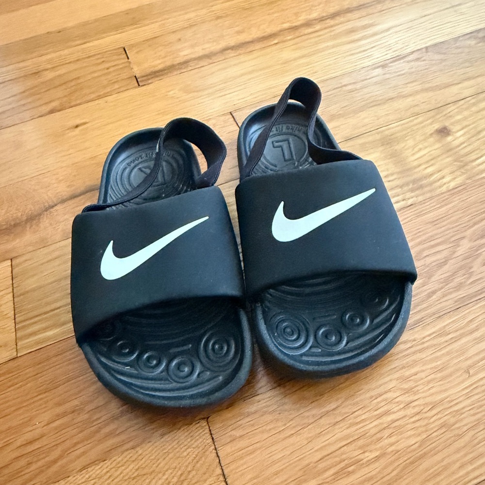 Nike Black Slides with White Logo